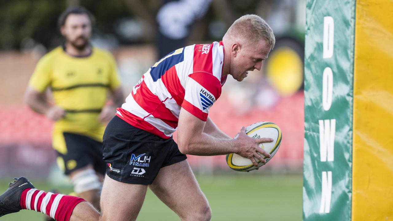 Matt Bougoure on the way to try for Toowoomba Rangers. Picture: Kevin Farmer