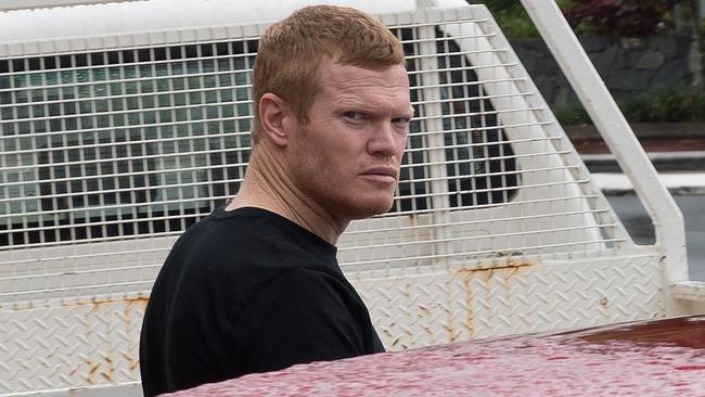 Former rugby league footballer Brett Dallas after leaving Mackay Magistrates Court in 2019.