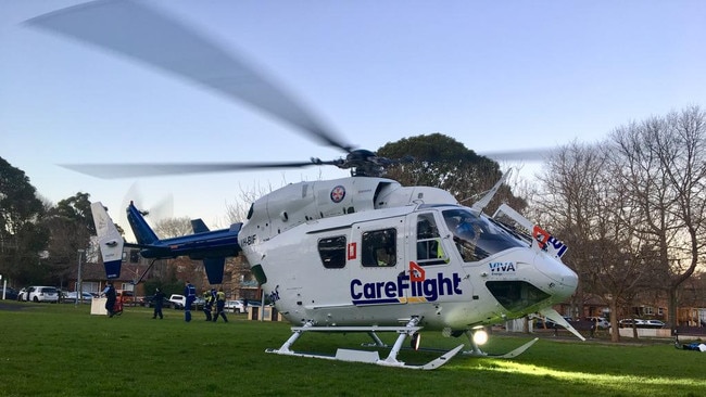 A 14-year-old boy was treated by CareFlight specialists and intubated after he was hit by a car on Victoria Road. Picture: CareFlight NSW