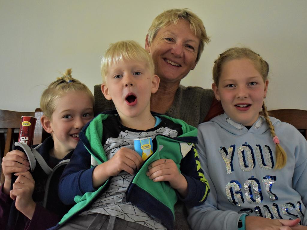 Eungella resident Robyn Burns (grandma) with grandchildren Bryce Williams, 8, Finley Williams, 5, and Jasmine Williams, 10. Picture: Heidi Petith