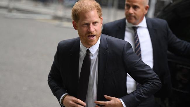 Britain's Prince Harry, Duke of Sussex, arrives to the Royal Courts of Justice, Britain's High Court, in central London on June 6, 2023. Prince Harry is expected to take the witness stand as part of claims against a British tabloid publisher, the latest in his legal battles with the press. King Charles III's younger son will become the first senior British royal to give evidence in court for more than a century when he testifies against Mirror Group Newspapers (MGN). (Photo by Daniel LEAL / AFP)