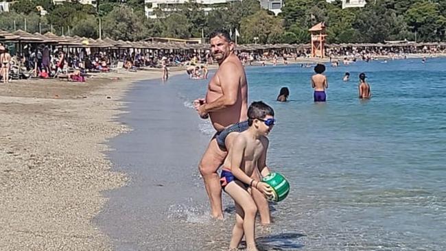 Bill Papas spotted on a beach in Greece. Picture: The Greek Herald