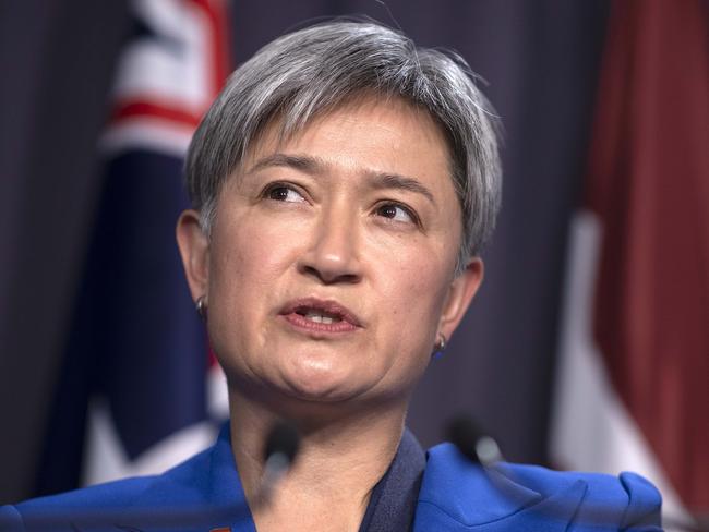 CANBERRA, AUSTRALIA NewsWire Photos - AUGUST 08, 2022: The Minister for Foreign Affairs, Senator Penny Wong during a press conference in Parliament House in Canberra. Picture: NCA NewsWire / Gary Ramage