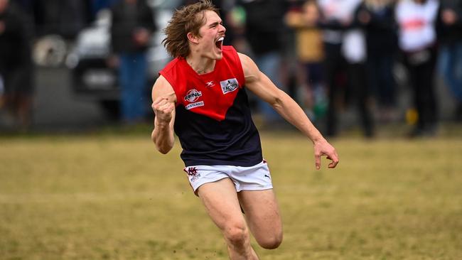 Montrose young gun Dan Chamberlin celebrates on Saturday. Picture: Field of View Photography