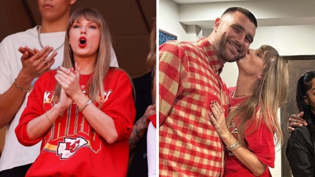 Travis Kelce and Taylor Swift shared a post-game kiss.