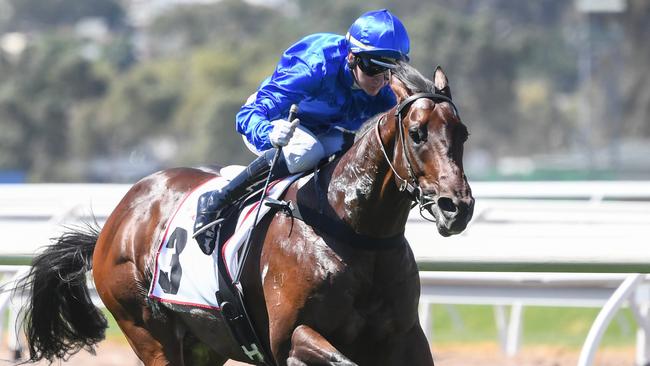 Traffic Warden ridden by Jamie Kah wins the MSS Security Sires' Produce Stakes at Flemington Racecourse on March 09, 2024 in Flemington, Australia. (Photo by Pat Scala/Racing Photos via Getty Images)