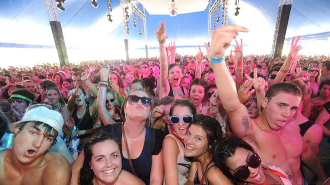 The crowd excited to see Brazilian band CSS on stage in the Boiler Room in 2011. Picture: Naomi Jellicoe