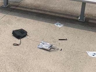 Parts of the smashed $2000 defibrillator were scattered around the car park at Cromer Park. Picture: Manly Warringah Football Association