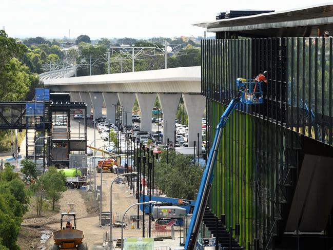 Construction work at the Kellyville Metro Station. Picture: Joel Carrett