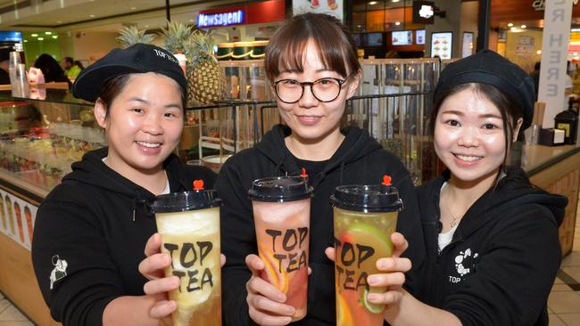 Top Tea staff Pei Pei, Izzy and Anna with cheesy options.