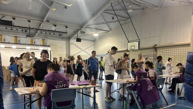 Voters flock to the Parap Primary School to vote in the 2025 Federal Election in Darwin on May 3, 2025. Picture: Fia Walsh