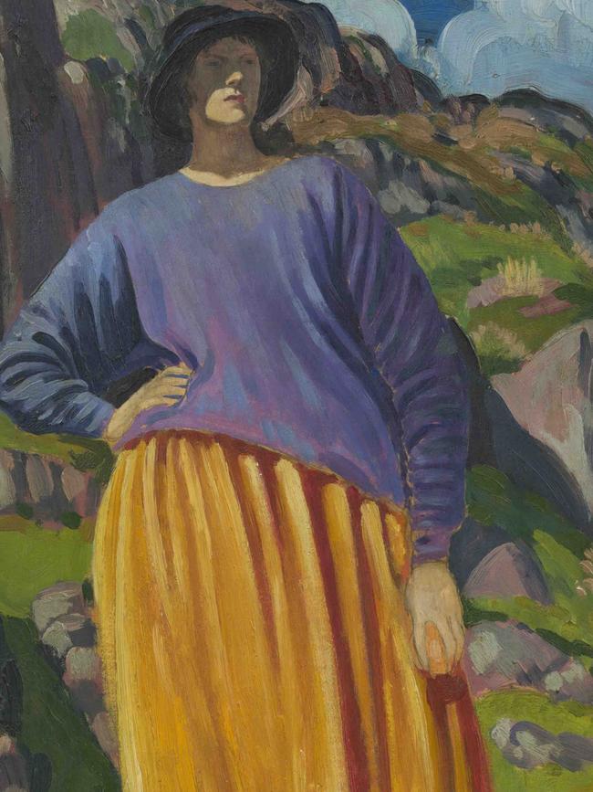 Detail of its Portrait of a Lady in a Landscape (1910-1914) by Derwent Lees.