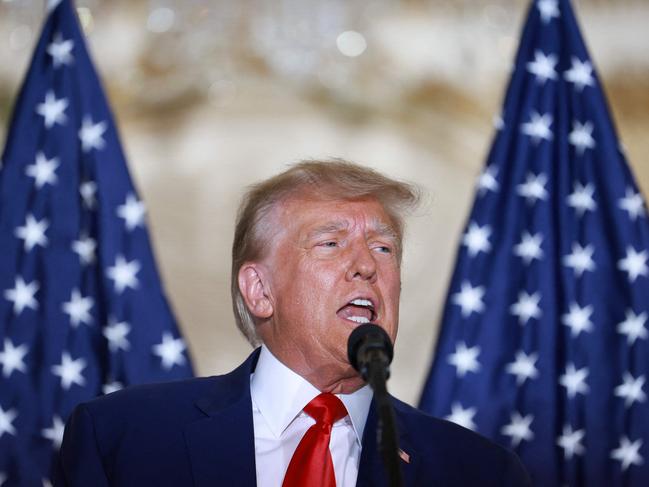 Donald Trump speaks to supporters at Mar-a-Lago. Picture: Getty/AFP