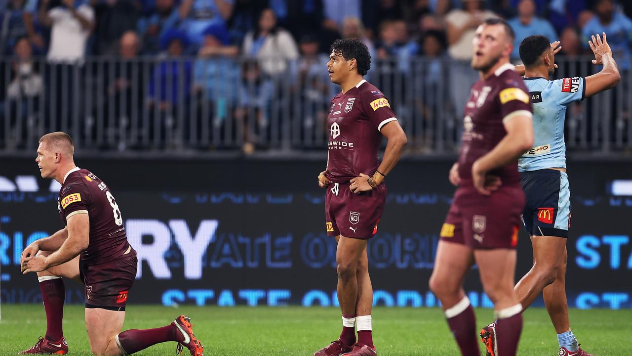 The Maroons were blown off the park in the second half in Origin II. Picture: Mark Kolbe/Getty Images