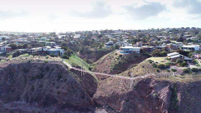 The original designs for the replacement sections of the Hallett Cove boardwalk. This includes a cable bridge across Kurnabinna Gully, replacing the steps which go up and down the gully. Picture: Marion Council