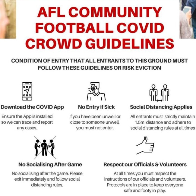 AFL community football COVID crowd guidelines