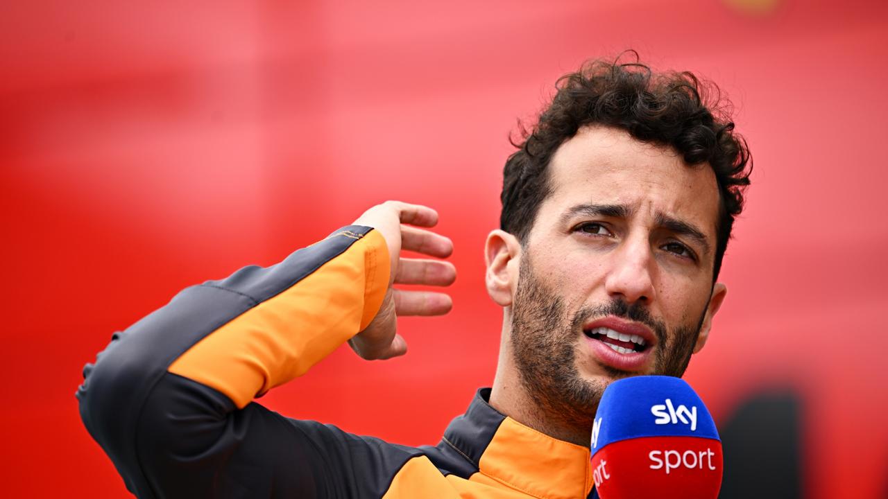 MONTREAL, QUEBEC - JUNE 16: Daniel Ricciardo of Australia and McLaren talks to the media in the Paddock during previews ahead of the F1 Grand Prix of Canada at Circuit Gilles Villeneuve on June 16, 2022 in Montreal, Quebec. (Photo by Clive Mason/Getty Images)