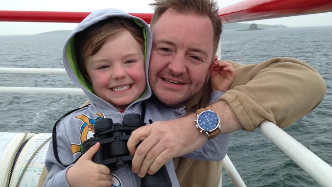 Lee Moran with son Brodie, who was found dead at his home in Victoria last week. Picture: AAP