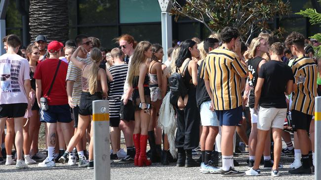 Crowds line up at the Rolling Loud Festival. Picture: Damian Shaw