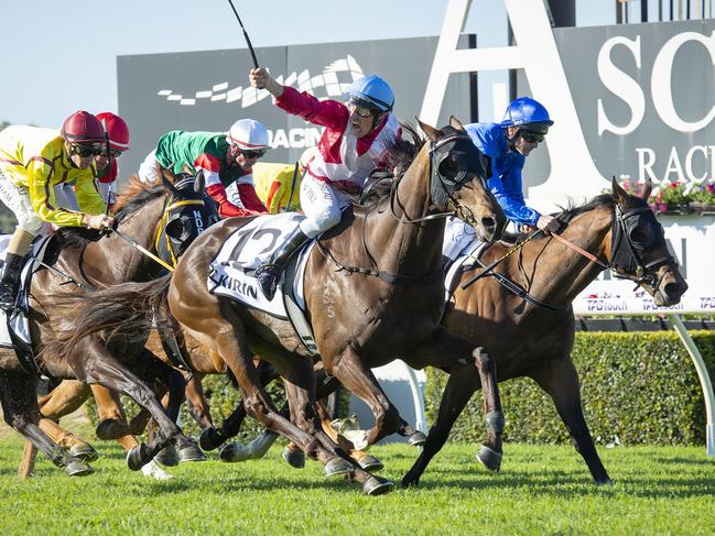 Wizard wonderland: William Pike salutes aboard Regal Power in the Railway Stakes at Ascot. Picture: Westernracepix