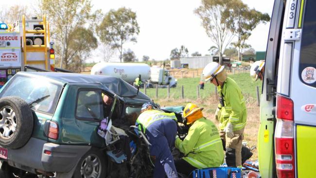 The Cunningham Hwy crash which claimed the life of a Gold Coast woman. Picture: Sophie Lester