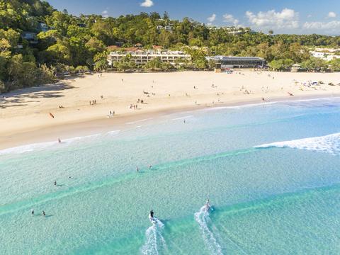 EMBARGO FOR TWAM 21 MAY 2022. FEE MAY APPLY. , SPEAK TO MAGAZINE PICTURE DESK FOR REUSE.  Aerial shots of Surfers along Noosa Main Beach