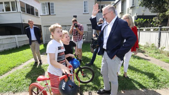 Mr Albanese visits flood victims in Auchenflower. Picture: Toby Zerna