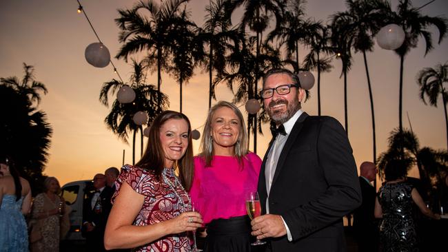 Hayley Hosking, Emma Mansfield and Gavin Fracaro at the Great Humpty Ball Darwin 2024. Picture: Pema Tamang Pakhrin