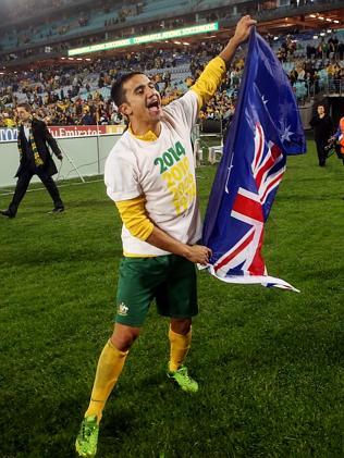  Tim Cahill, during a lap of honour after the Socceroos qualified for the World Cup.