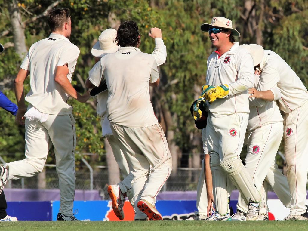 Southern Districts celebrate the 2022 premiership. Picture: Roz Lavercombe.