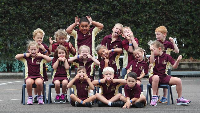 Kindy class KB show off their funny faces at Holy Cross, Kincumber. Picture: Sue Graham