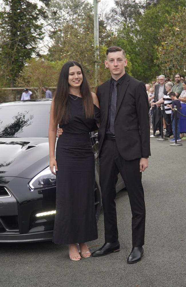 Students arriving in style for the 2024 Glasshouse Christian College formal at Flaxton Gardens.