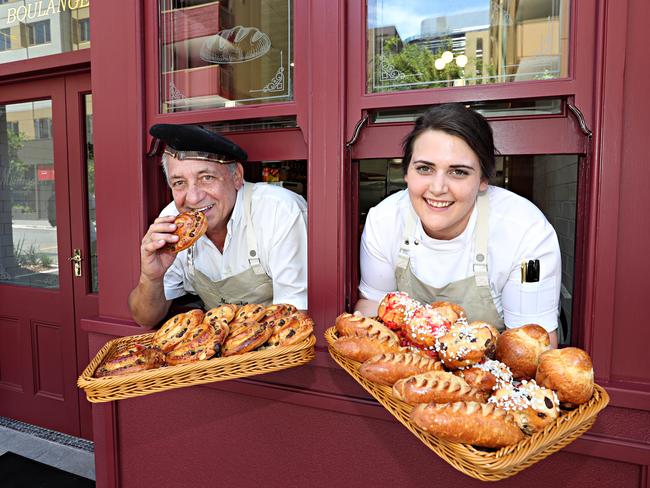 Bakers Patrick Delbar and Tara Bain at the Montrachet boulangerie and patisserie in Bowen Hills.