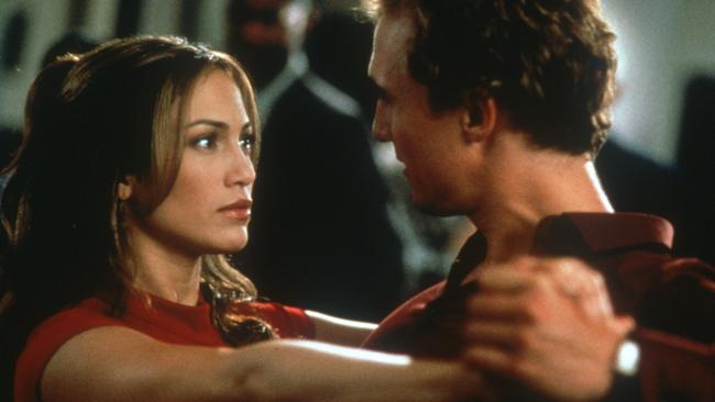 2001. Jennifer Lopez and Matthew McConaughey in film 'The Wedding Planner'.