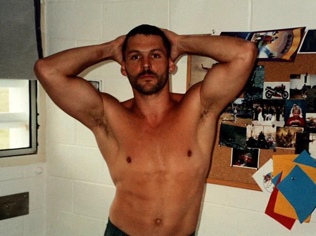Lewis Caine strikes a pose in his Barwon Prison cell sometime in 1993.