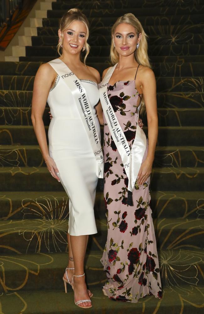 Cleo Pedley and Tirah Ciampa at the Miss World Australia finals on the Gold Coast. Picture: Zac Smith/Mr Smith Photography