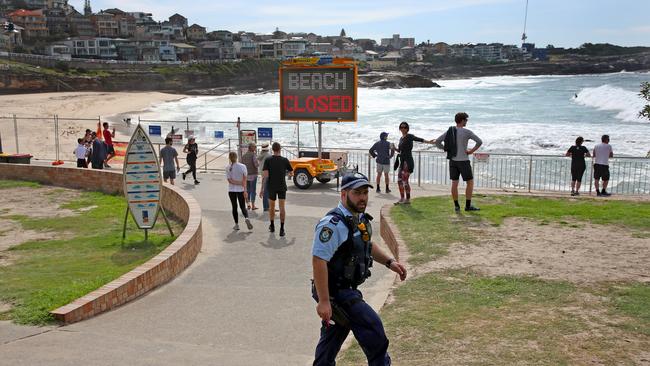 Police also returned to coronavirus hot spots in the eastern suburbs to enforce social distancing. Picture: Toby Zerna