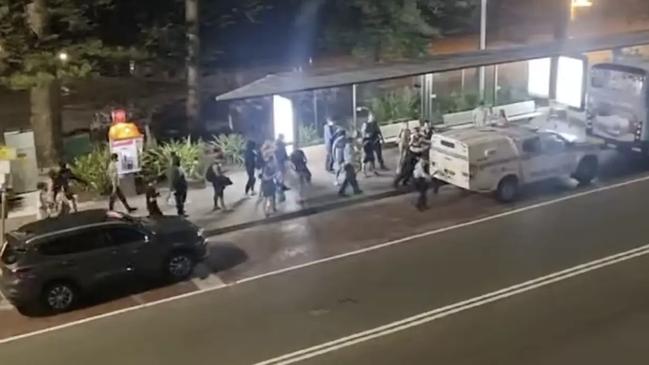 Police make arrests on Belgrave St, Manly, on January 6. Picture: Manly Observer