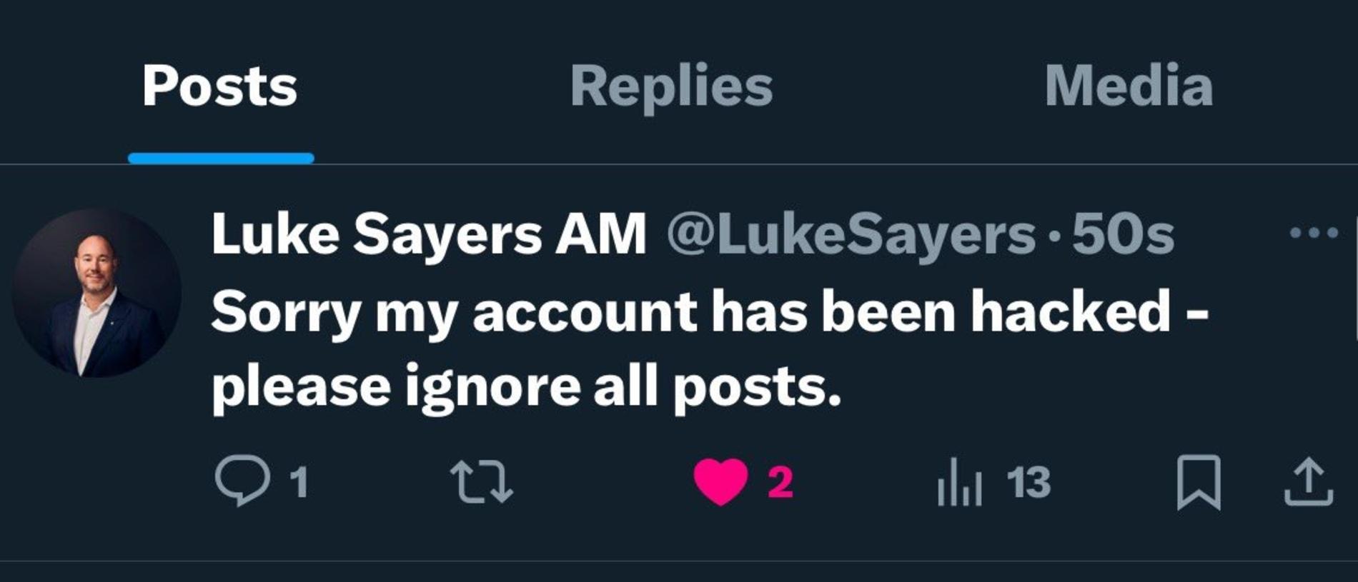 Luke Sayers has deactivated his X account.