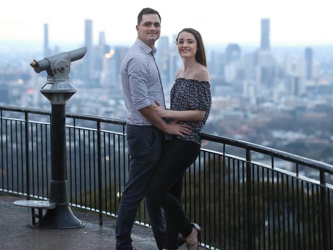 8/10/18 : South African migrants Charnelle and Herman Cronje, enjoying life in Brisbane now for 3 years, here at the look out on Mount Coot-tha, Brisbane. Lyndon Mechielsen/The Australian