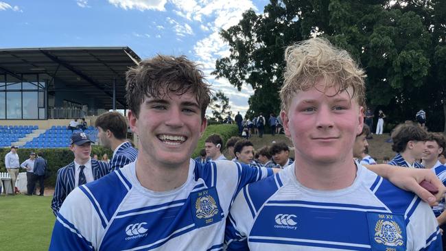 Nicholas Conway (four tries) and Finlay King (two tries) enjoyed making their Nudgee First XV rugby debut today.