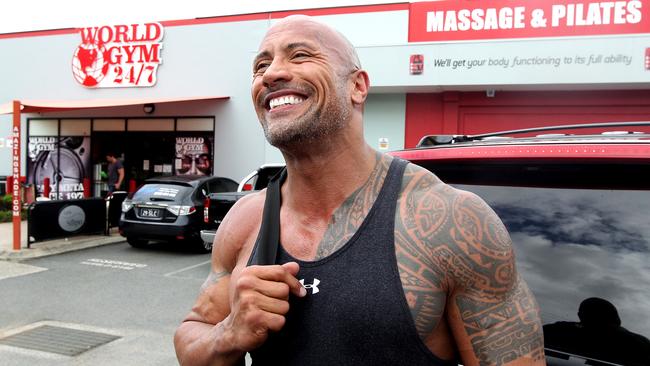 The Rock aka Dwayne Johnson worked out at World Gym, Ashmore. Photo by Richard Gosling