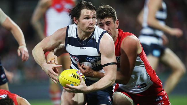 Patrick Dangerfield in action against Sydney. Picture: Phil Hillyard