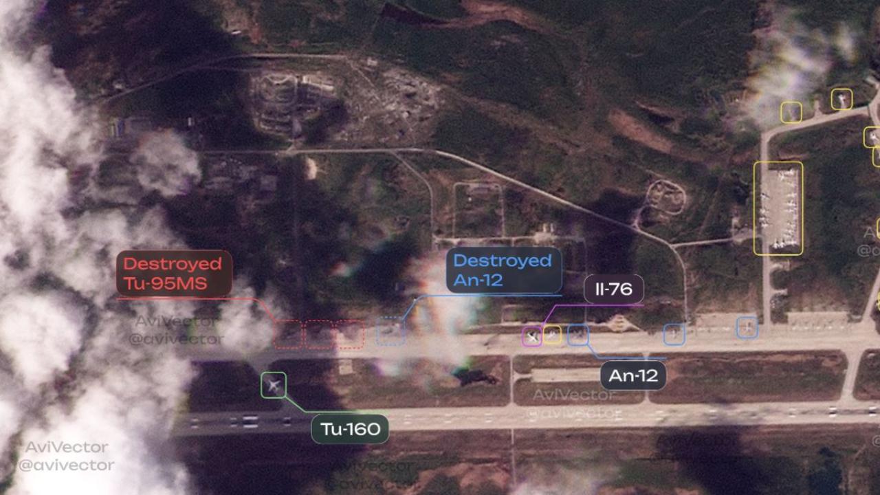 An image from AviVector, showing the damage at Olenya air base.