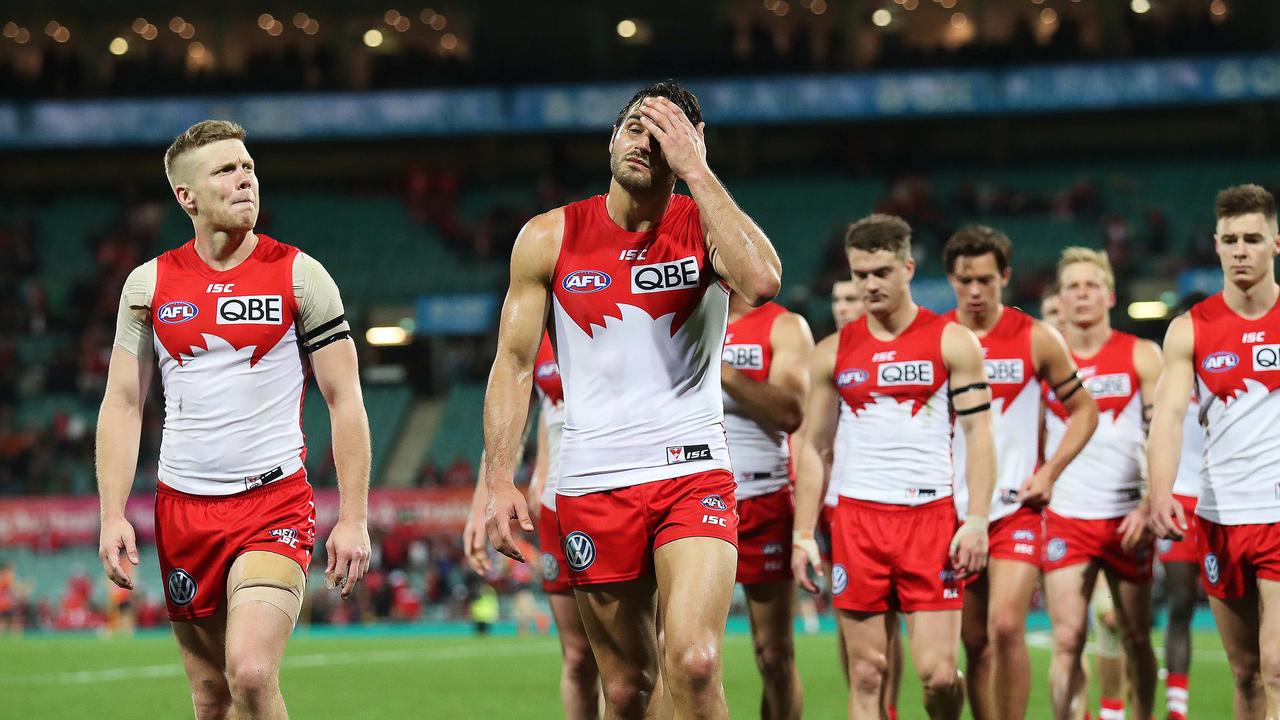 Dejected Dan Hannebery, Josh Kennedy and after the loss on Saturday.