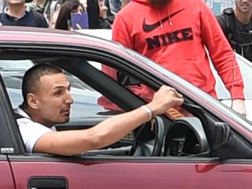 Car drive up Swanston Street before he runs amuck in Bourke street hitting padestrians. Picture: Tony Gough