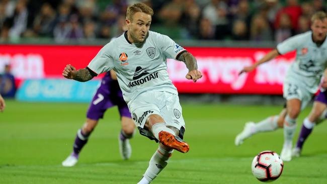 Adam Taggart gave Brisbane Roar hope laste on. Picture: Getty.