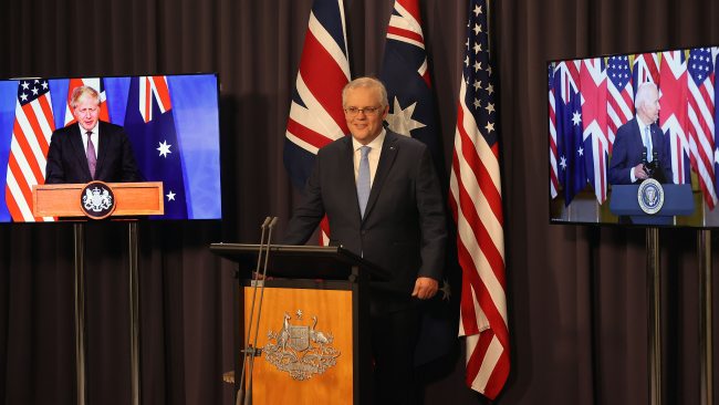 Prime Minister Scott Morrison has seemingly stepped on France's toes with the announcement Australia will join the US and UK in a new AUKUS submarine deal. Picture: Newswire/Gary Ramage