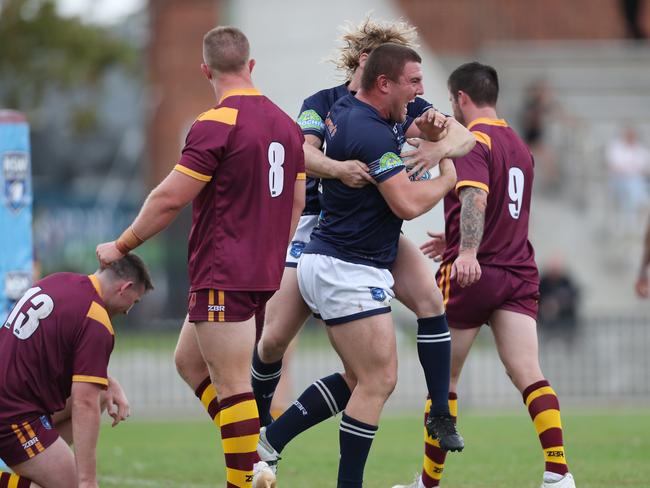 Newcastle’s Jayden Butterfield celebrates his try. Picture: Sue Graham