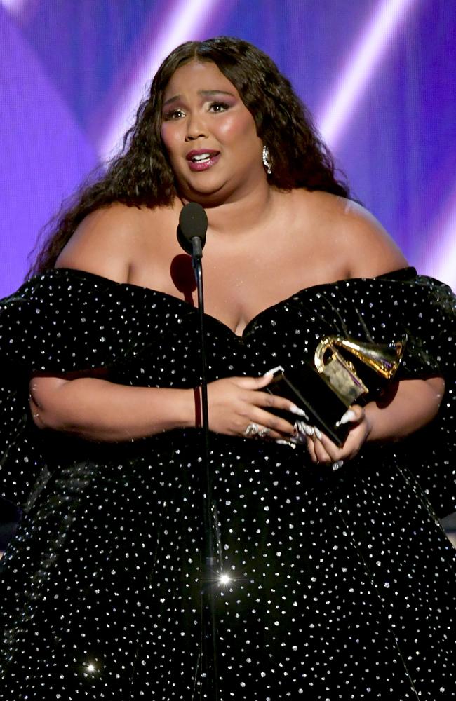 Lizzo accepts the Best Pop Solo Performance award for Truth Hurts at the Grammys. Picture: Getty Images